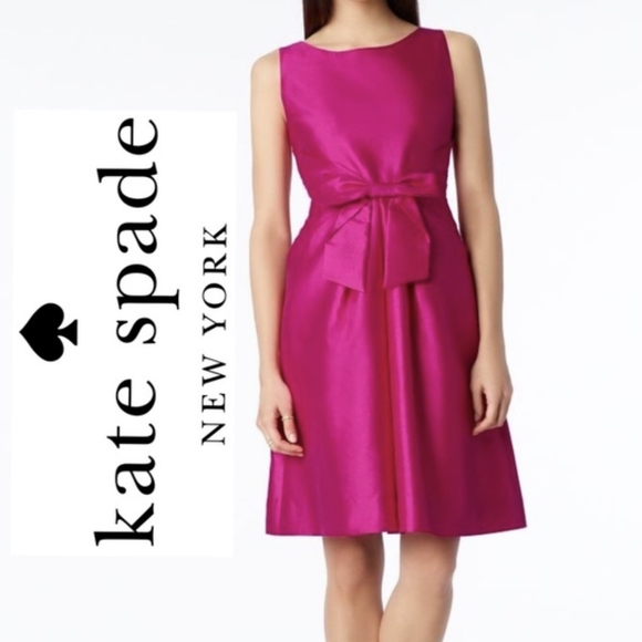 Kate Spade Classic Pink "Jillian" Silk Bow Party Dress sz 8 - Picture 1 of 7